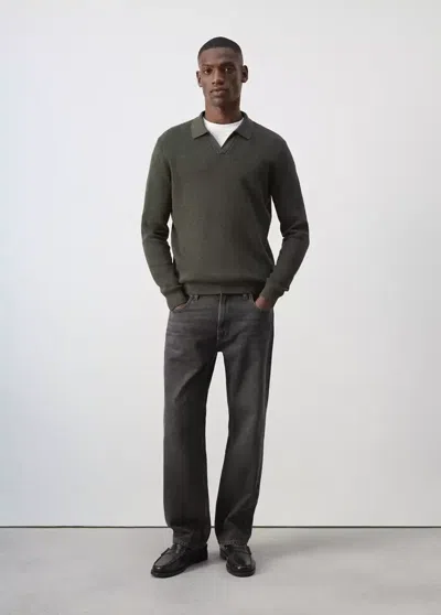 Mango Polo 100 % Coton Maille In Green
