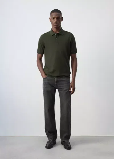 Mango Polo 100 % Piqué De Coton In Black