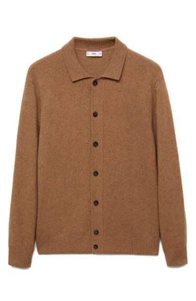 Mango Polo Cardigan In Neutral
