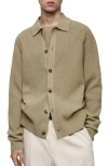 Mango Polo Cardigan In Mink Grey