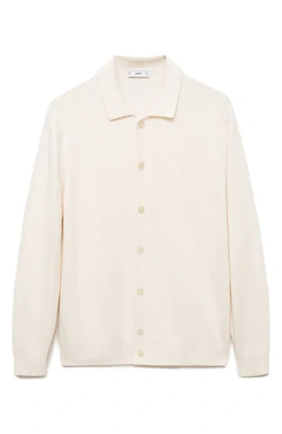 Mango Polo Cardigan In Off White