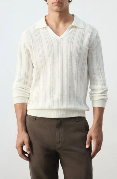 Mango Polo Collar Sweater In White