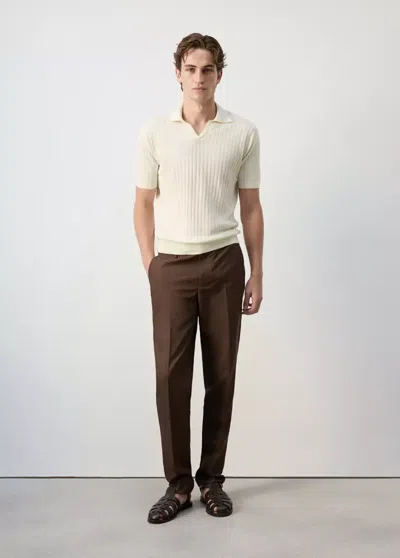 Mango Polo Côtelé Regular Fit In Neutral