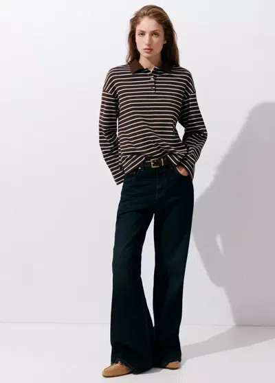 Mango Polo Coton Rayures Contrastantes In Marron
