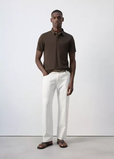 Mango Polo Coupe Regular En Mélange De Coton In Brown