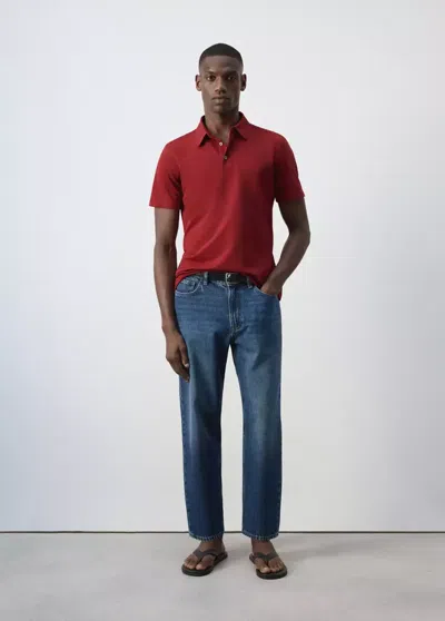 Mango Polo Coupe Regular En Mélange De Coton In Blue