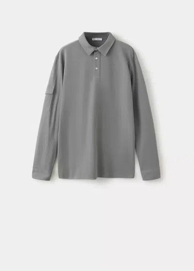 Mango Polo En Coton À Manches Longues Et Poche In Multi