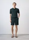 Mango Polo En Maille Rayonne Structurée In Green