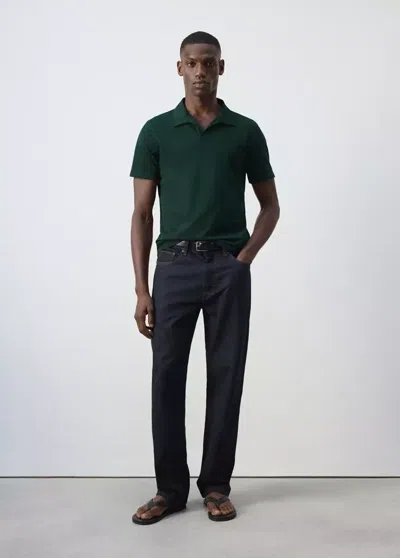 Mango Polo En Mélange De Coton Coupe Ajustée In Green