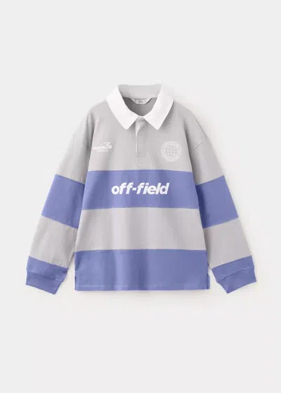 Mango Kids' Polo Imprimé En Coton À Rayures In Bleu Indigo