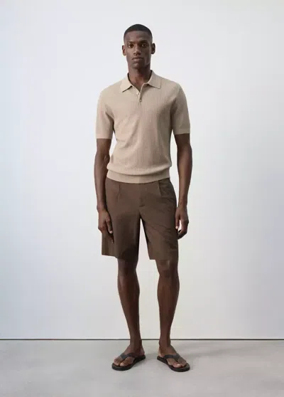 Mango Polo Maille Fine Côtelée In Animal Print