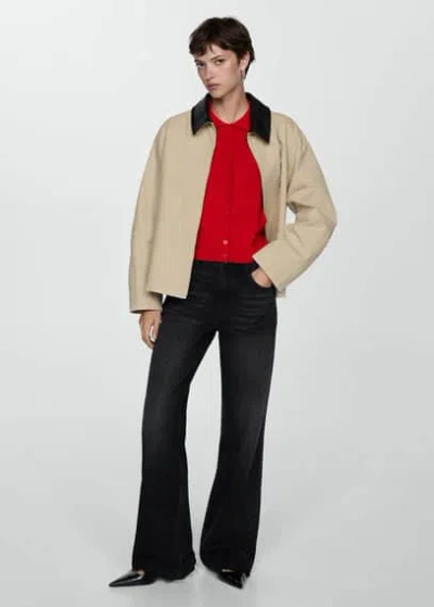 Mango Polo-neck Cardigan Red In Red