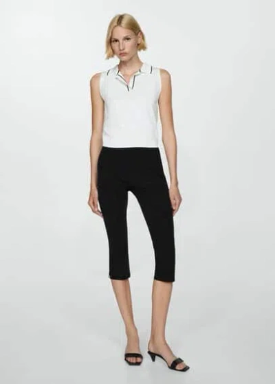 Mango Polo Neck Knitted Top Ecru