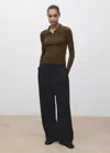 Mango Polo-neck Ribbed Sweater Khaki In Brown