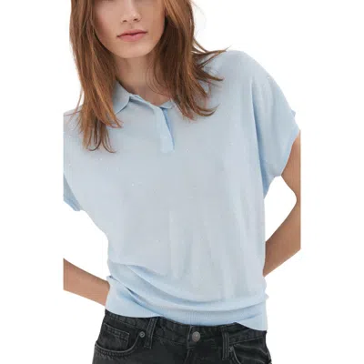 Mango Polo Neck Sweater In Blue