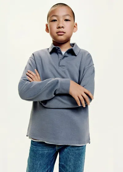Mango Kids' Polo-neck Sweatshirt In Blue