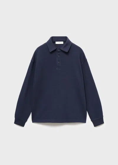 Mango Kids' Polo-neck Sweatshirt Navy In Blue