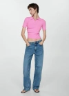 Mango T-shirt Col Polo In Rose