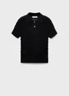 Mango Polo-neck Textured Sweater Black In Black