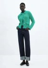 Mango Pocket Tweed Cardigan Pastel Green In Pastel Green