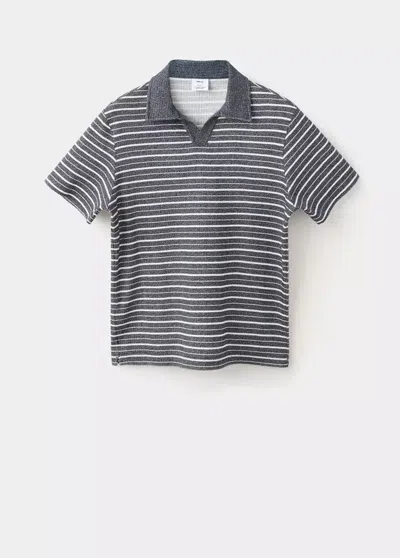 Mango Polo Regular-fit En Coton À Rayures In Black