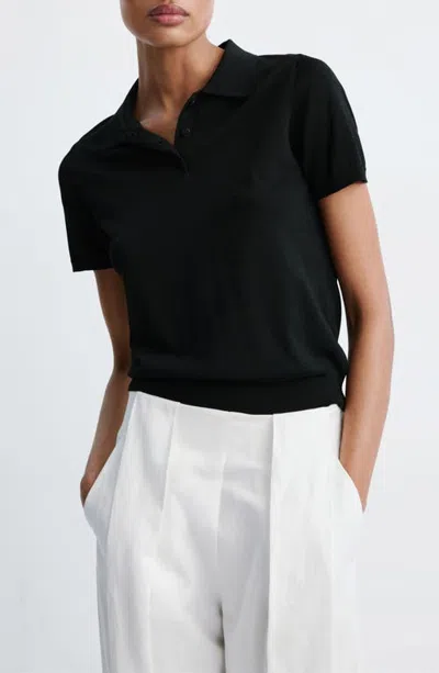 Mango Polo Sweater In Black