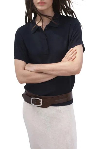 Mango Polo Sweater In Black