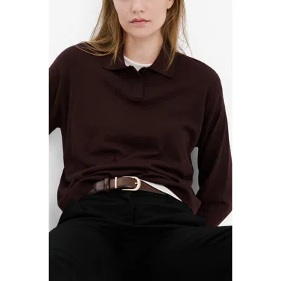 Mango Polo Sweater In Burgundy