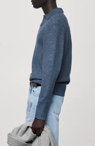 Mango Polo Sweater In China Blue