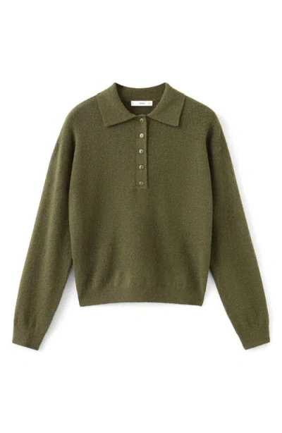 Mango Polo Sweater In Green