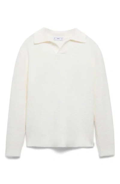 Mango Polo Sweater In Off White