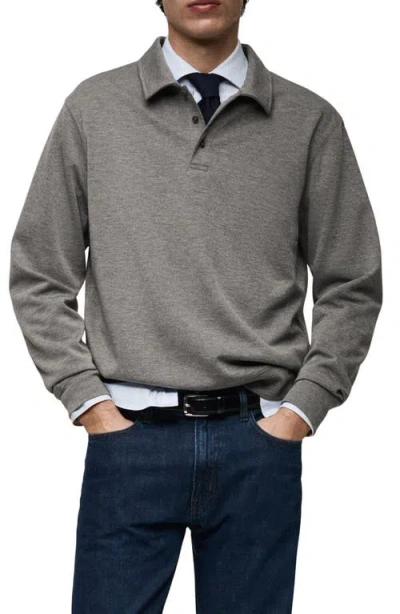 Mango Polo Sweatshirt In Charcoal