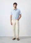 Mango Polo Uni 100 % Coton In Blue