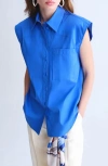 Mango Poplin Shirt In Blue