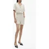 Mango Short-sleeved Tweed Jumpsuit Ecru In Ecru