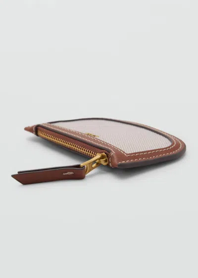 Mango Mini Oval Canvas Card Holder Leather