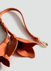 Mango Leather-effect Keychain With Flower Orange In Brown
