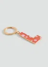 Mango Key Ring With Initials Coral Red