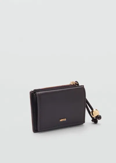 Mango Leather Effect Purse With Bead Detail Chocolate