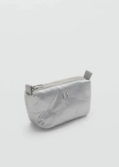 Mango Logo Coin Purse With Zip Silver