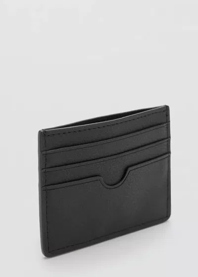 Mango Porte-cartes Texturé In Black