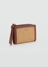 Mango Contrast Canvas Flap Wallet Leather In Leather