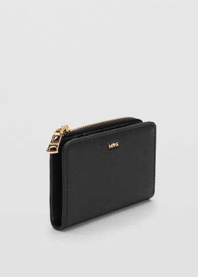Mango Safiano-effect Wallet With Flap Black