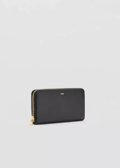Mango Portefeuille Effet Saffiano In Black