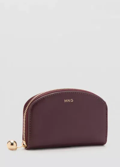 Mango Portefeuille Moyen Avec Mini Perles In Burgundy