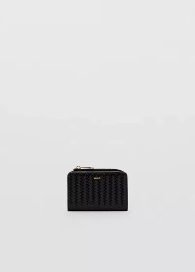 Mango Portefeuille Moyen Tressé In Noir