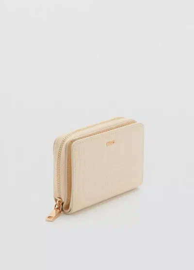 Mango Portefeuille Petit Effet Croco In Neutral