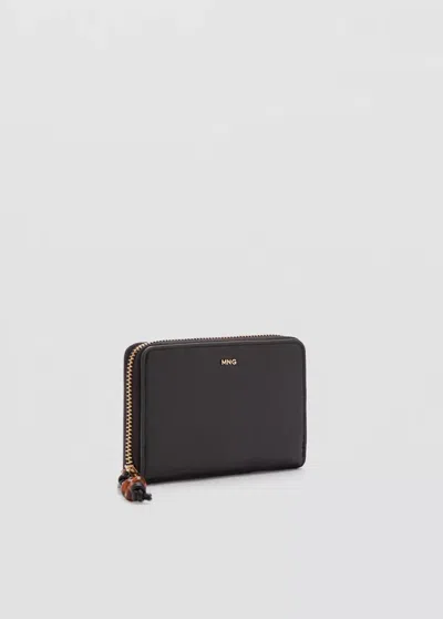 Mango Portefeuille Petit Effet Saffiano In Black