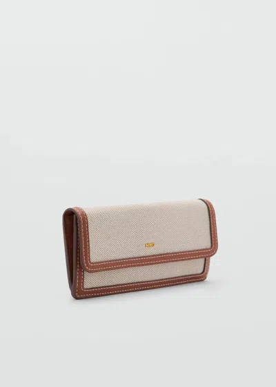 Mango Contrast Canvas Rectangular Wallet Leather