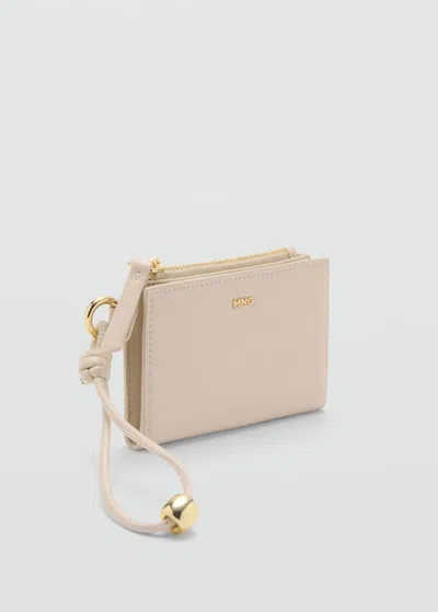 Mango Leather-effect Wallet With Zip Off White